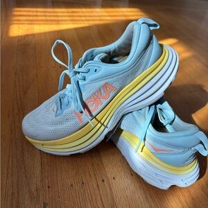 Hoka Sneakers in Light Blue and Yellow